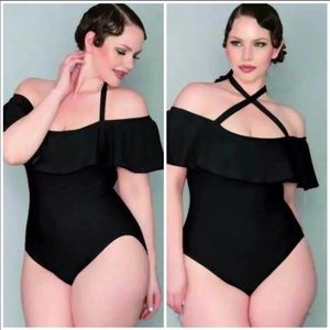 Velvet off the shoulder swimsuit